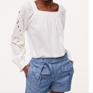 Loft off white long sleeve blouse size S